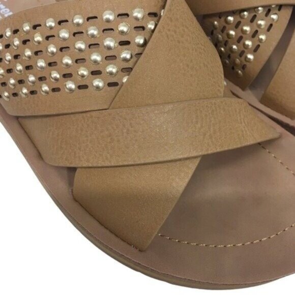 Women Summer Shoe Sandal Size 6.5 Tan/Camel Slip On Slides Studded New in Box - Picture 9 of 9